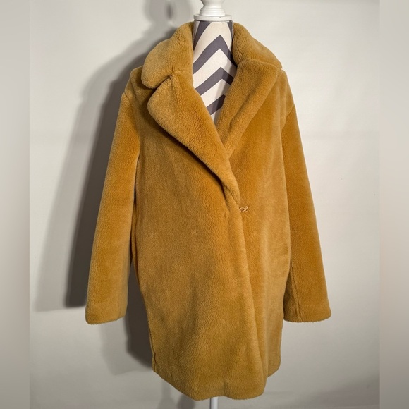 H&M Women’s Mustard Yellow Faux Fur Streetwear Jacket - 4 - Picture 3 of 12